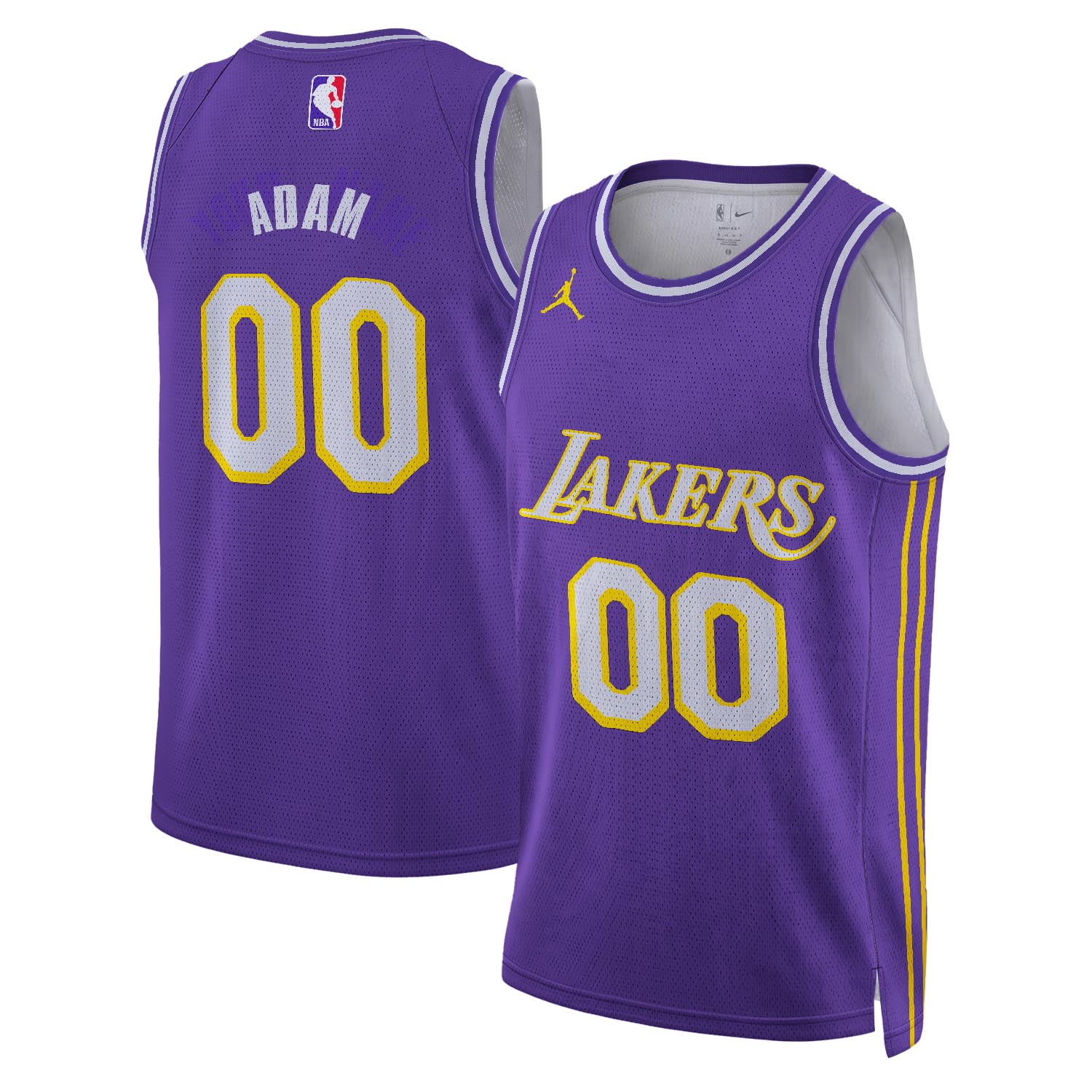ADAM - NB - AJ003 - Unisex Los Angeles Lakers Jordan Brand Purple Swingman Custom Jersey