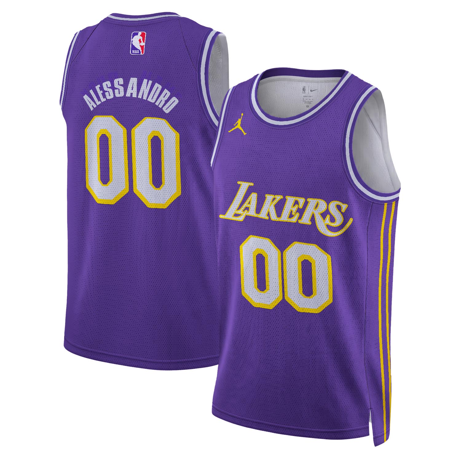 ALESSANDRO - NB - AJ003 - Unisex Los Angeles Lakers Jordan Brand Purple Swingman Custom Jersey