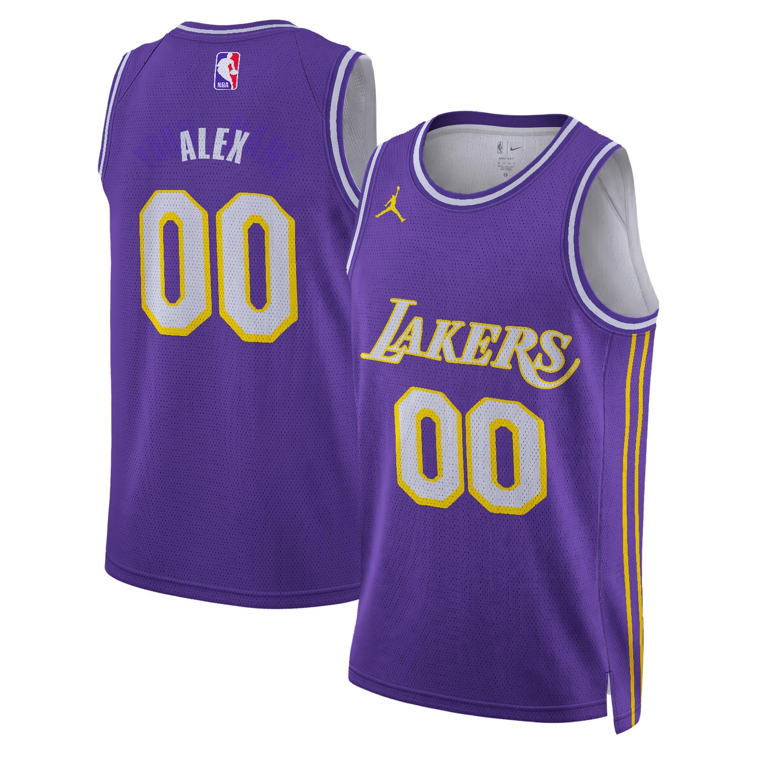 ALEX - NB - AJ003 - Unisex Los Angeles Lakers Jordan Brand Purple Swingman Custom Jersey