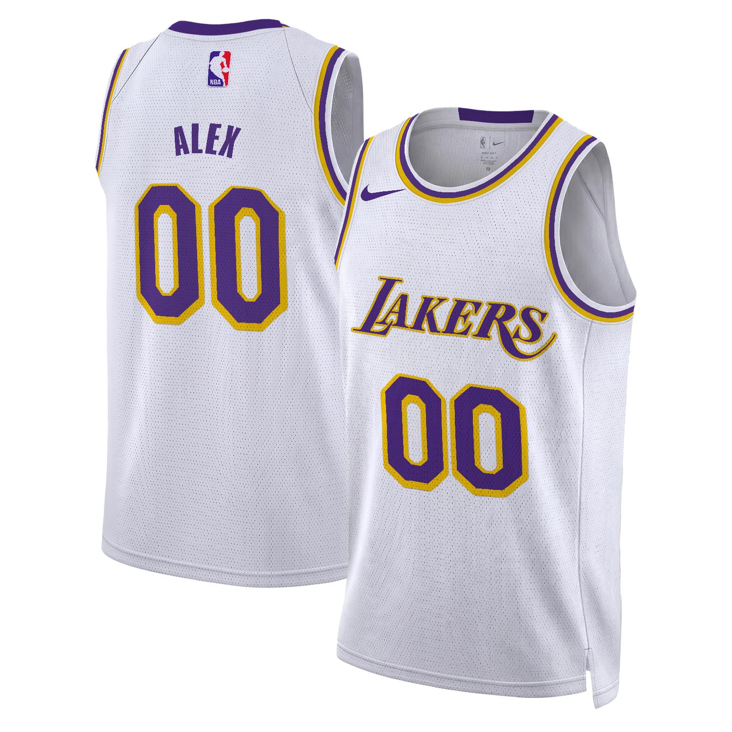 ALEX - NB - AJ004 - Unisex Los Angeles Lakers Nike White Swingman Custom Jersey
