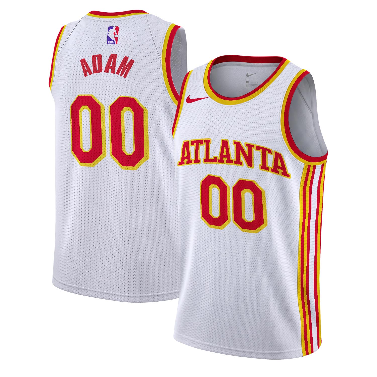 ADAM - NB - AJ005 - Unisex Atlanta Hawks Nike White Swingman Custom Jersey