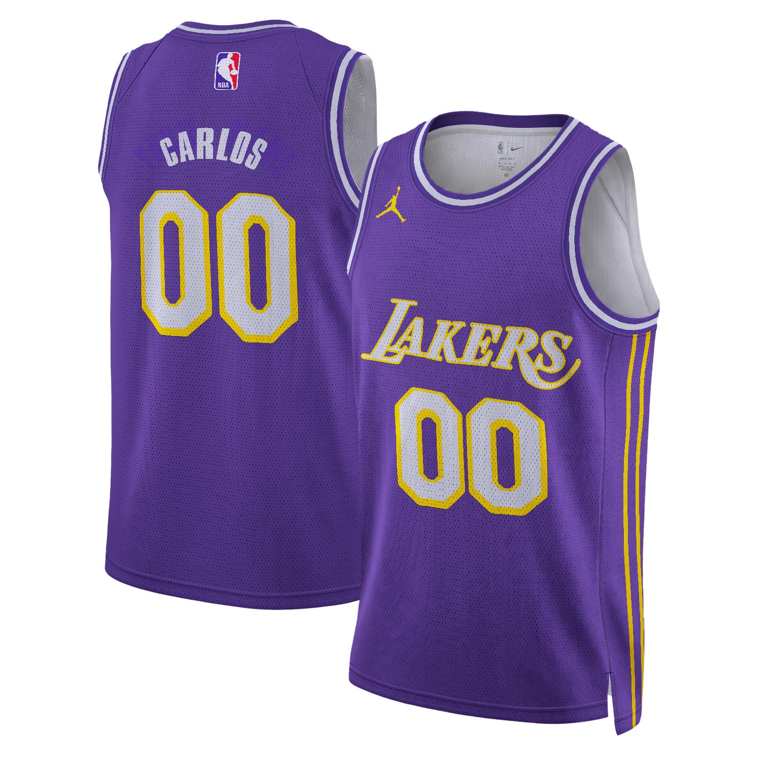 CARLOS - NB - AJ003 - Unisex Los Angeles Lakers Jordan Brand Purple Swingman Custom Jersey