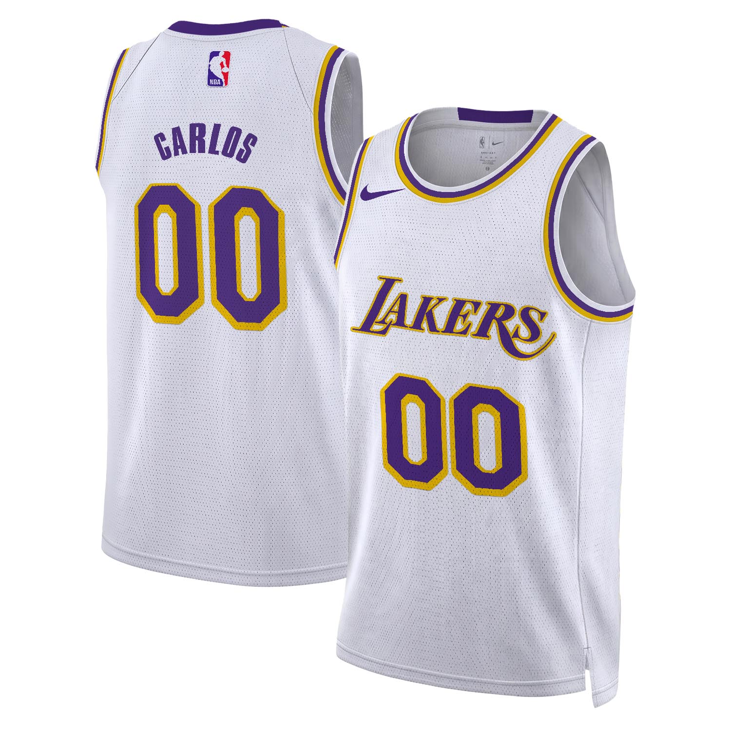 CARLOS - NB - AJ004 - Unisex Los Angeles Lakers Nike White Swingman Custom Jersey