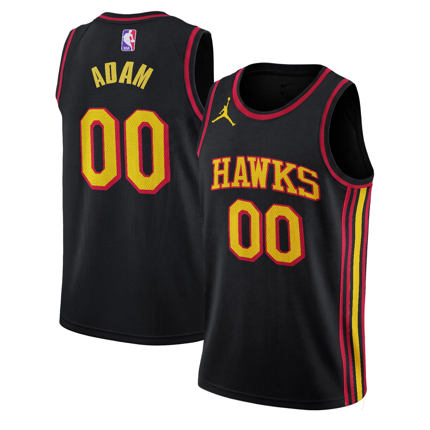 ADAM - NB - AJ007 - Unisex Atlanta Hawks Jordan Brand Black 2022/23 Swingman Custom Jersey