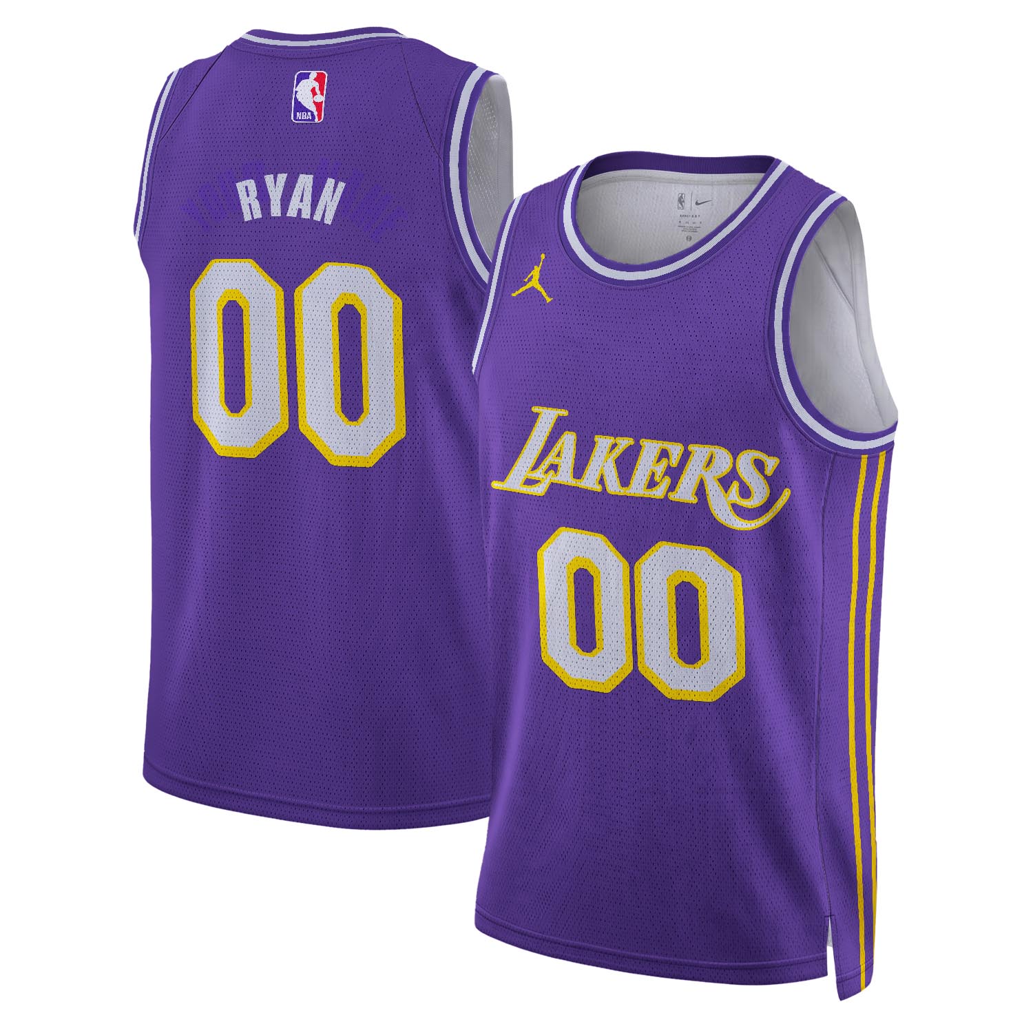 RYAN - NB - AJ003 - Unisex Los Angeles Lakers Jordan Brand Purple Swingman Custom Jersey