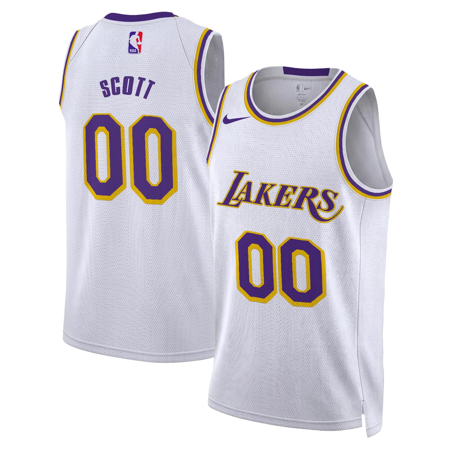 SCOTT - NB - AJ004 - Unisex Los Angeles Lakers Nike White Swingman Custom Jersey