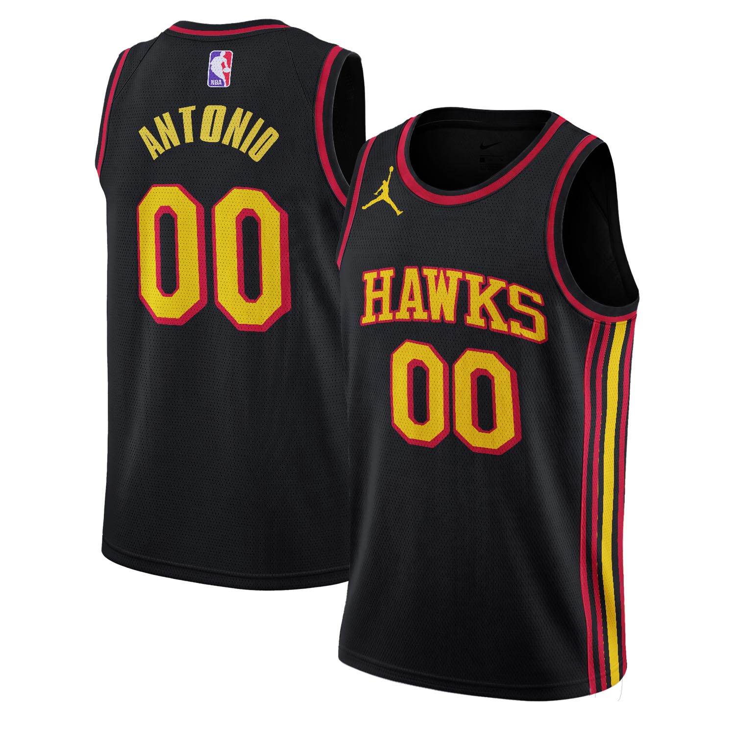 ANTONIO - NB - AJ007 - Unisex Atlanta Hawks Jordan Brand Black 2022/23 Swingman Custom Jersey