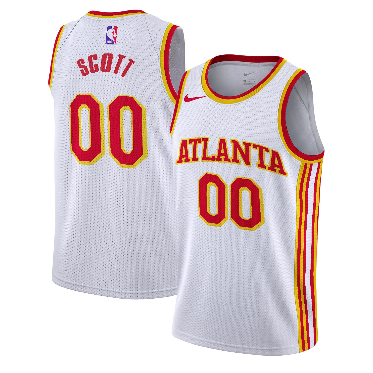 SCOTT - NB - AJ005 - Unisex Atlanta Hawks Nike White Swingman Custom Jersey