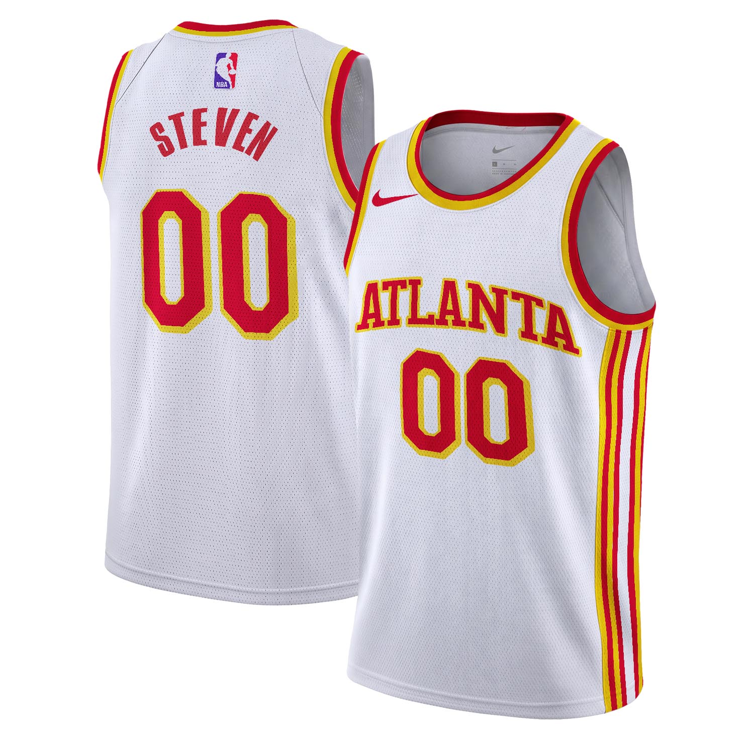 STEVEN - NB - AJ005 - Unisex Atlanta Hawks Nike White Swingman Custom Jersey