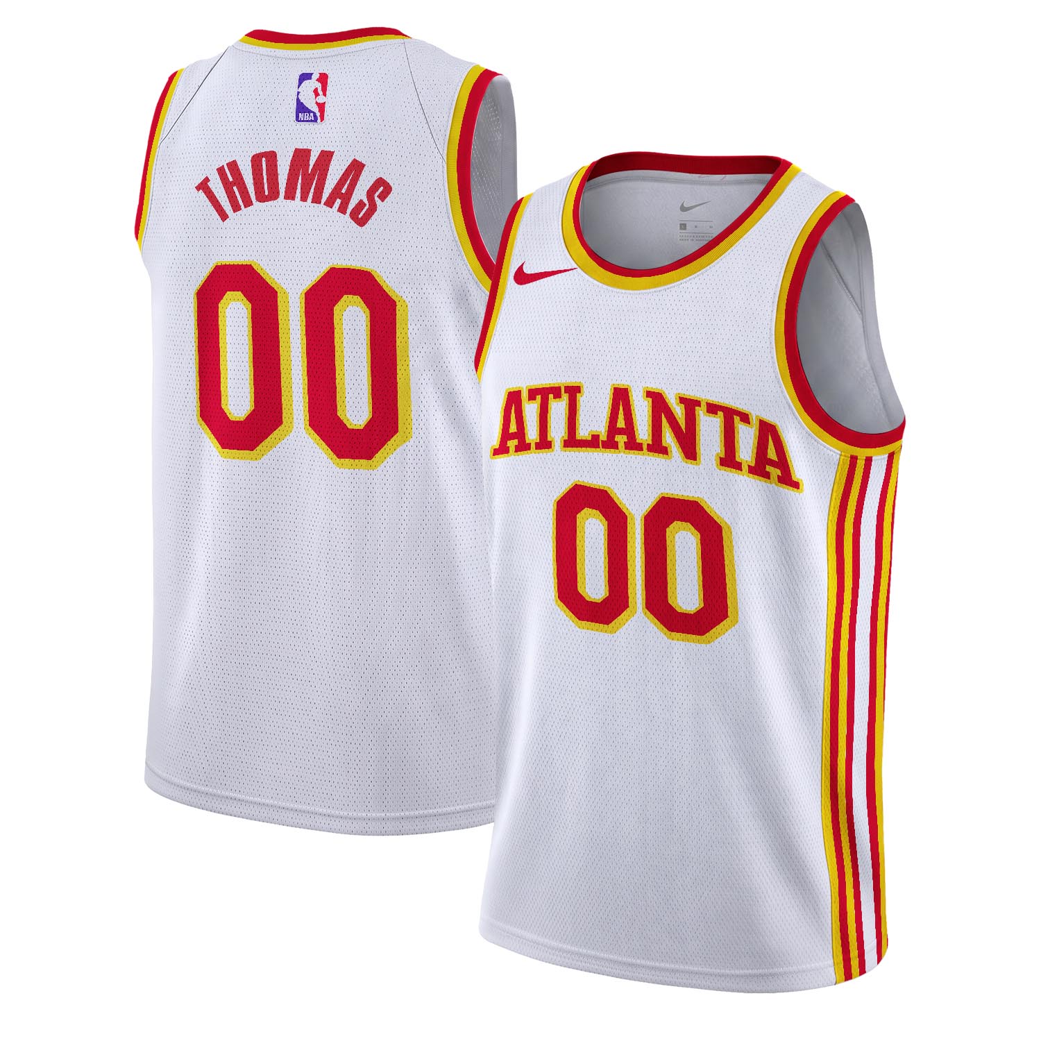 THOMAS - NB - AJ005 - Unisex Atlanta Hawks Nike White Swingman Custom Jersey