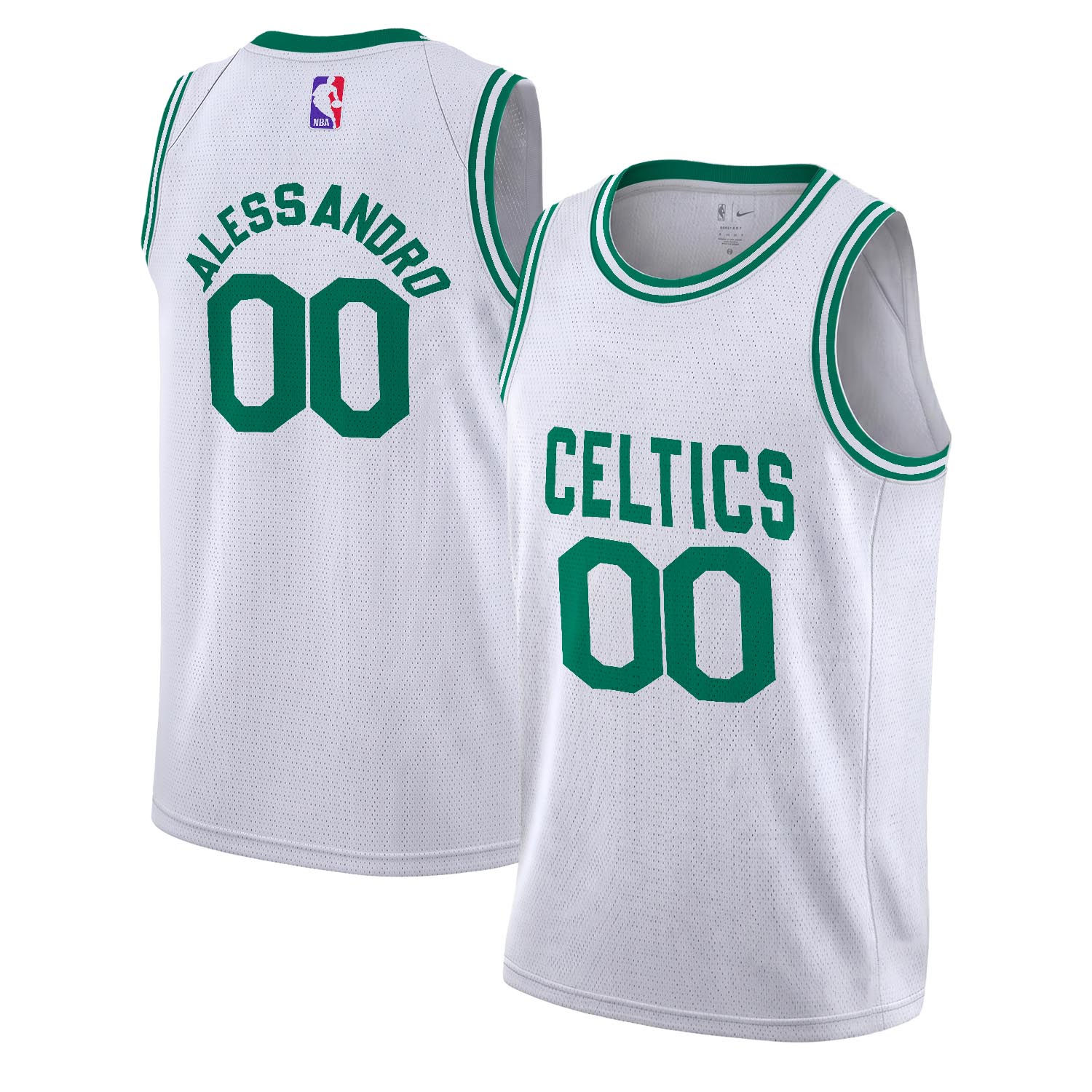 ALESSANDRO - NB - AJ008 - Unisex Boston Celtics Nike White Swingman Custom Jersey