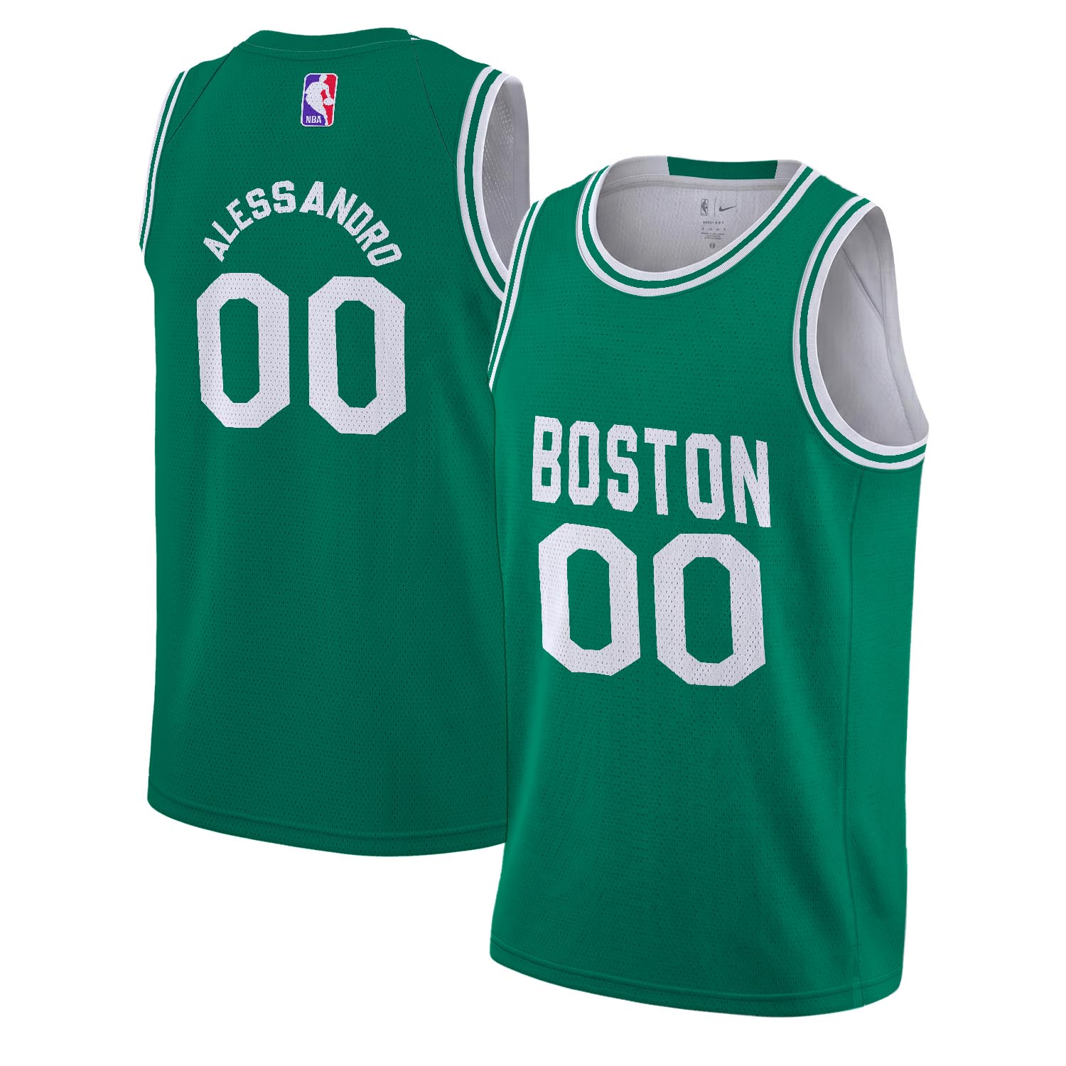 ALESSANDRO - NB - AJ010 - Unisex Boston Celtics Fanatics Kelly Green Fast Break Custom Jersey