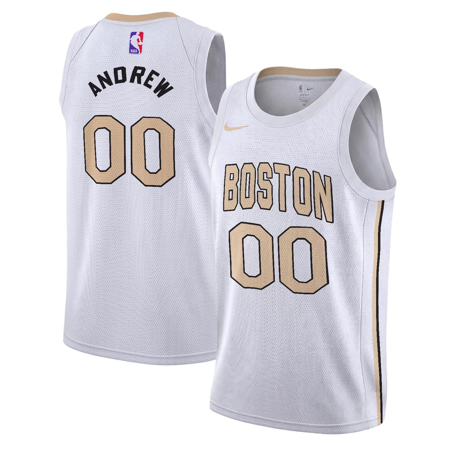 ANDREW - NB - AJ011 - Unisex Boston Celtics Nike White 2025/26 City Edition Swingman Custom Jersey