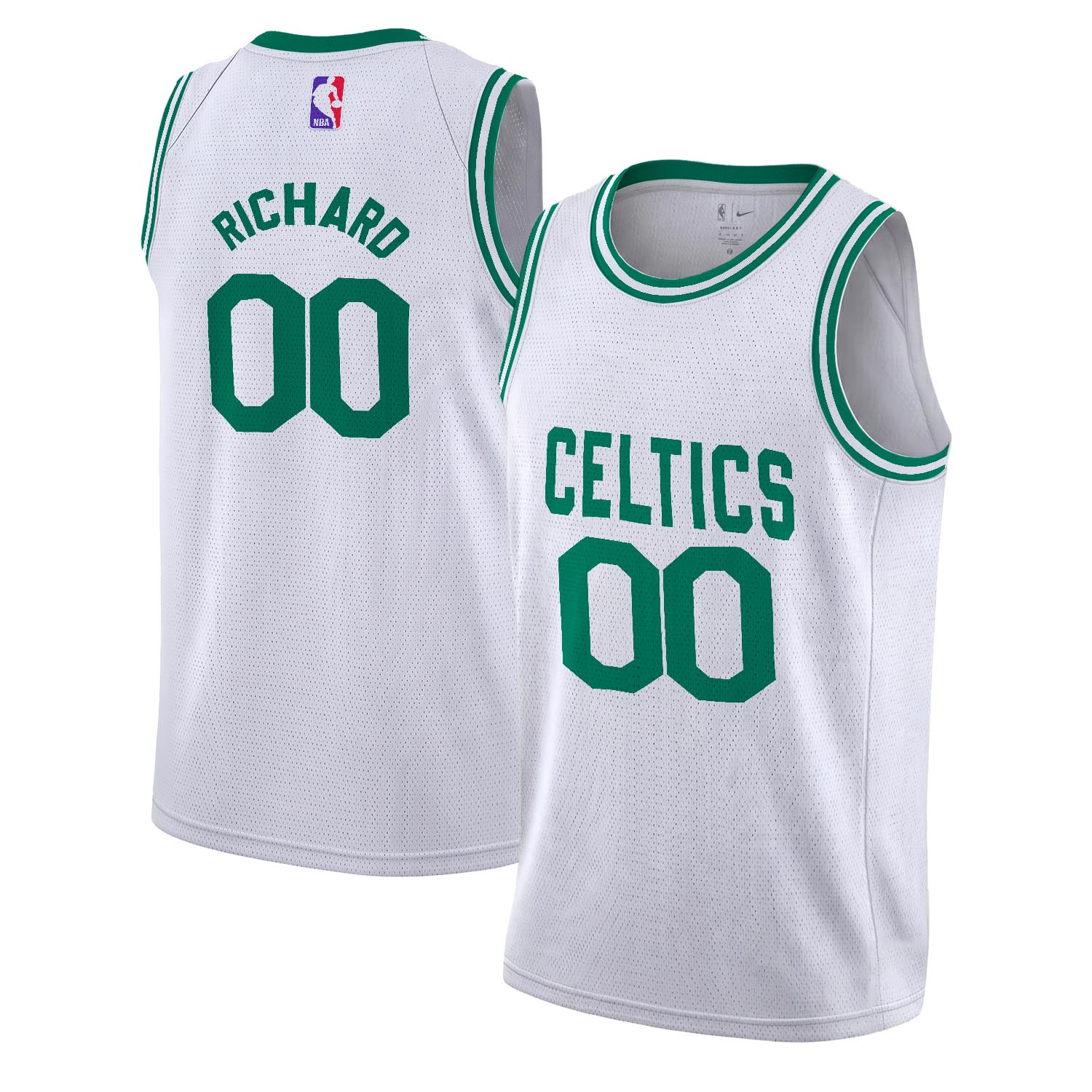 RICHARD - NB - AJ008 - Unisex Boston Celtics Nike White Swingman Custom Jersey