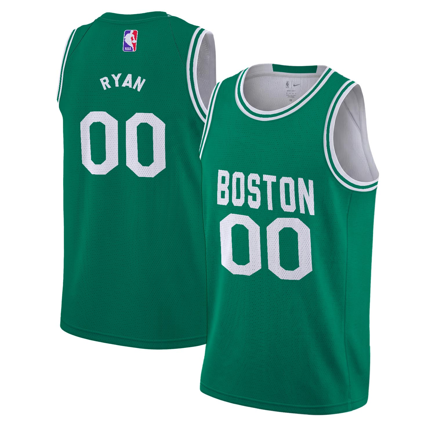 RYAN - NB - AJ010 - Unisex Boston Celtics Fanatics Kelly Green Fast Break Custom Jersey